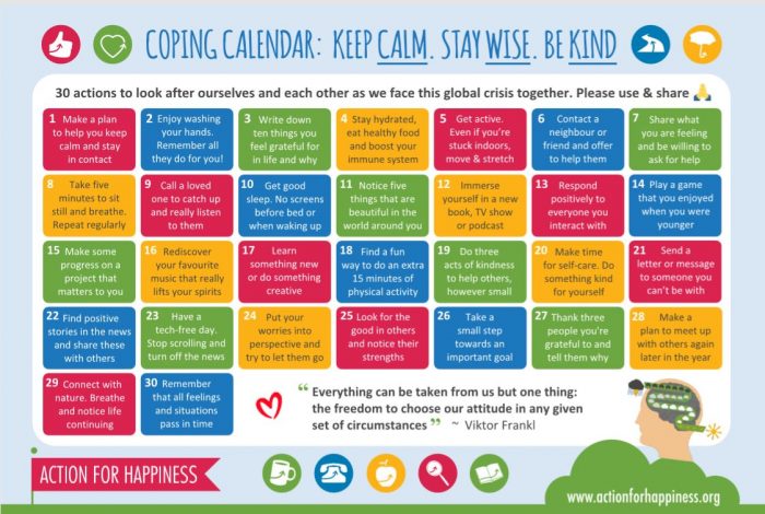 Coping calendar