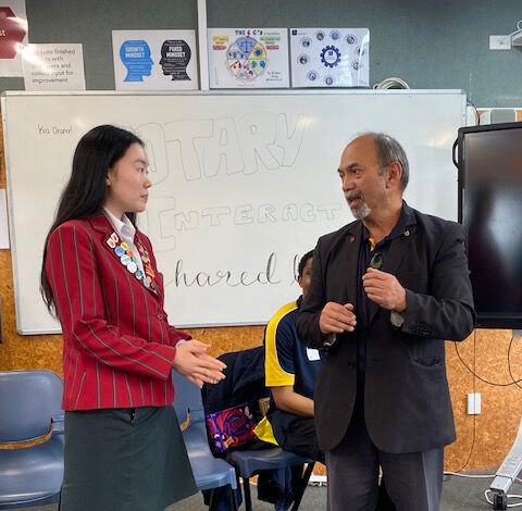 Angela with Jerry Norman (President of North Harbour Rotary).