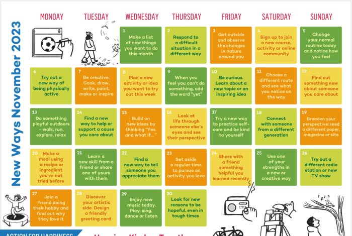 Nov calendar for new things to try